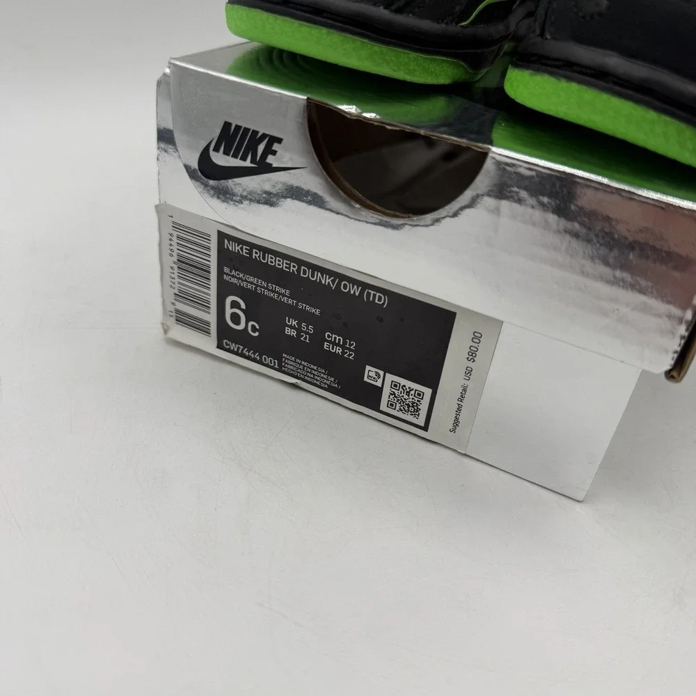 Nike X Off White Rubber Dunk OW (TD) - CW7444 001 - Size‎ 6C